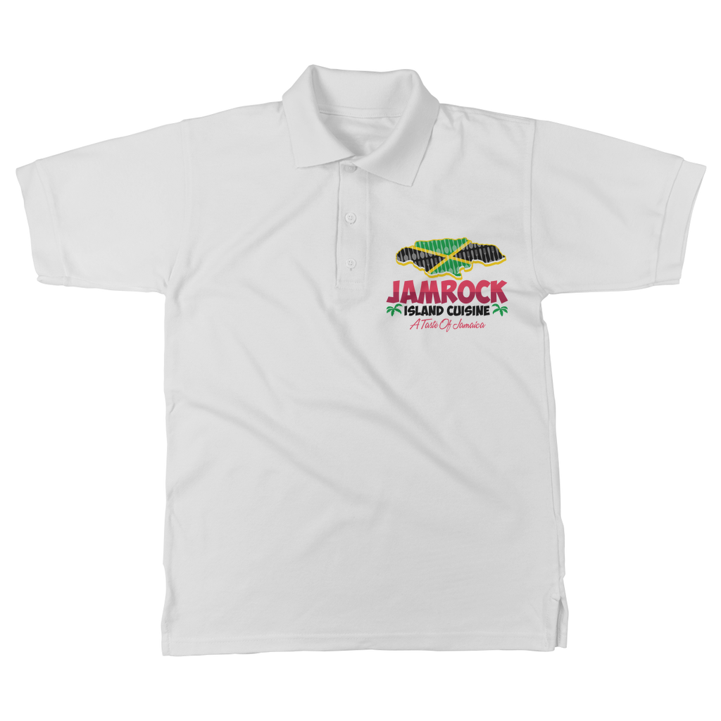 BACK-WHITE-SHIRT-ROUNDED-TEXT-RGB Classic Adult Polo Shirt